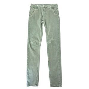 Cygni Moda Made In Italy Sage Green Skinny Jeans Women’s S Moto Knee Zip Pocket